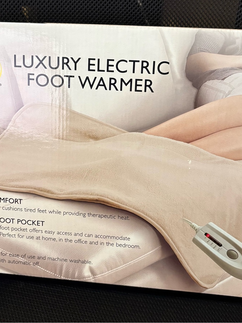 Luxury Electric Foot Warmer - Beige Plush Heated Foot Pocket